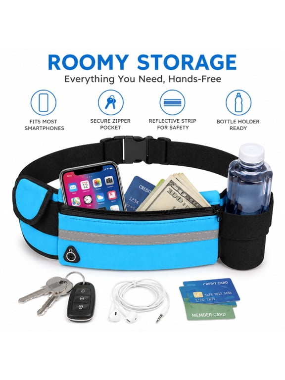 Adjustable Running Belt Waist Pack, Sports Fanny Pack for Jogging, Hiking, Travel and Outdoor Use, TIKA