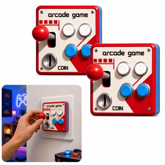 1 Pack Vintage Arcade Switch Panel Cover, Retro Joystick Light Switch Plate with Colorful Buttons, Wall Decor for Game Room Man Cave