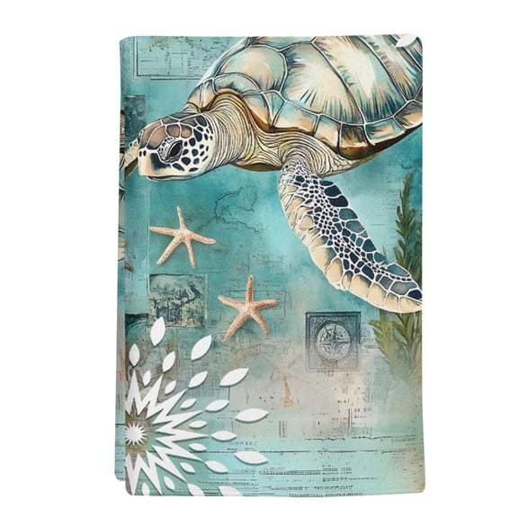 1 Pack Vintage Sea Turtles Kitchen Towels Oceans Sea Stars Corals Decorative Dish Towel Sets Absorbent Quick Dry Hand Cloths Tea Towels for Cooking Baking Farmhouse Gifts 18x28in