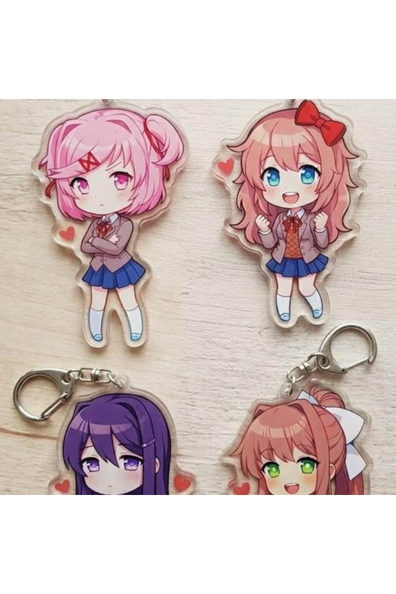 1 Pack Visual Novel Game Chibi Acrylic Keychain, Monika Natsuki Yuri Sayori Anime Bag Charm