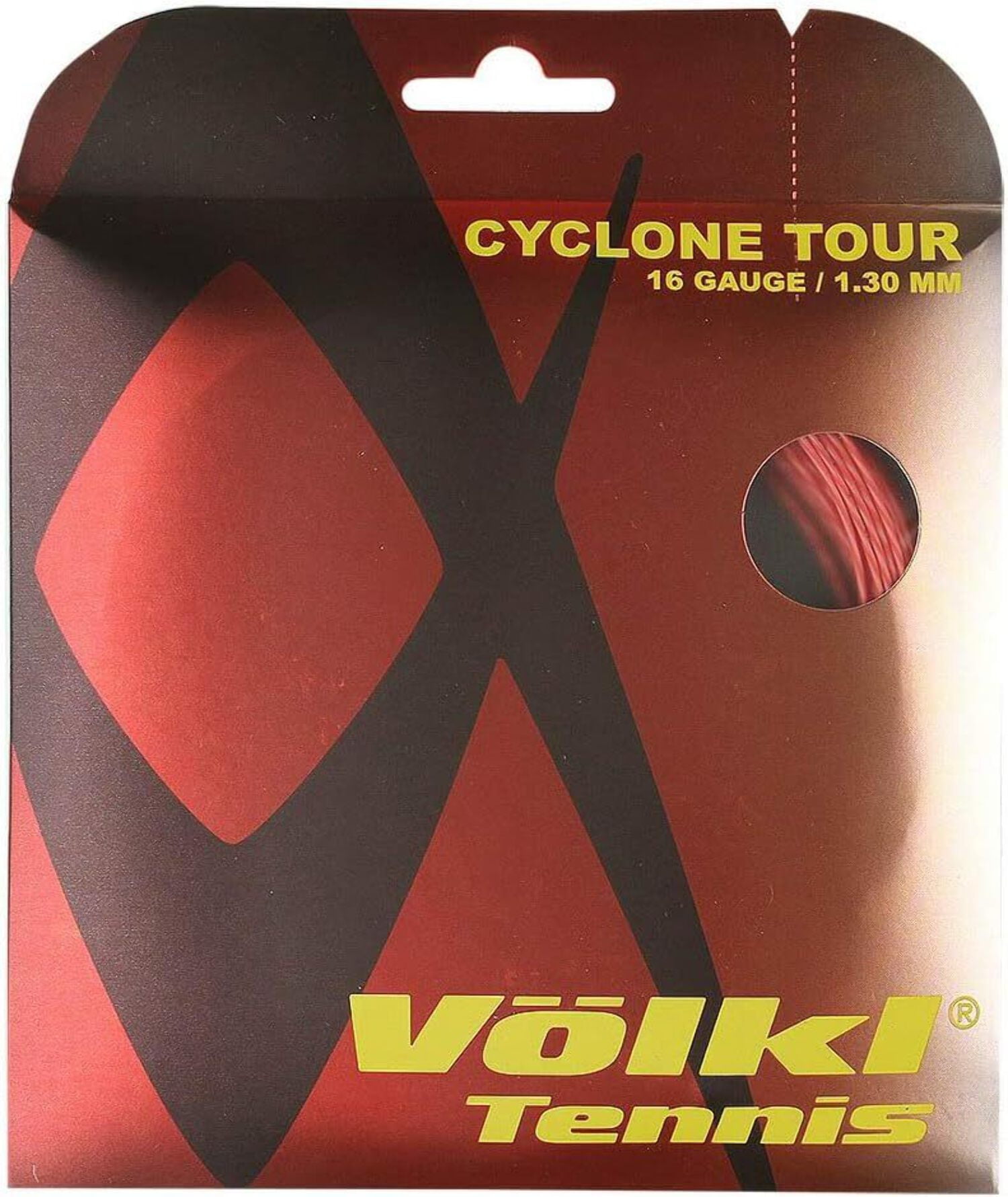 VOLKL Cyclone Tour | Tennis Racquet String | Spin & Control | Ten-sided co-polymer (Red, 16, Set)