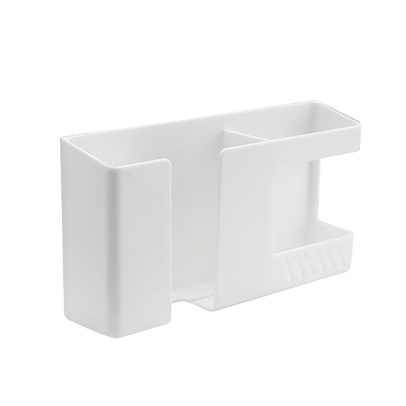 1-Pack Wall-Mounted 2-in-1 Phone Charging Holder with Strong Adhesive Pad, Multi-Function Storage Stand for Cell Phones, 6.7 x 3.5x1.5 Inch, Saves Counter Space in Kitchen, Bedroom, White, By Harlik