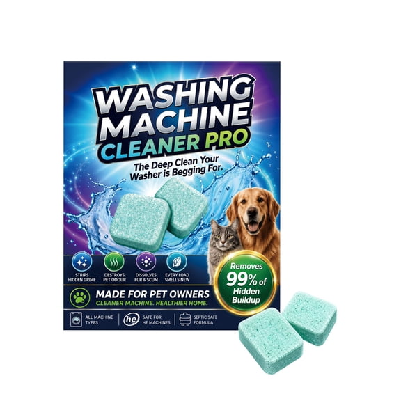 1 Pack Washing Machine Cleaner Tablets 12 Count, Odour Pet Hair Clean & Laundry Detergent Residue,Deep Cleaning for Front Load Washer, All Washing Machines