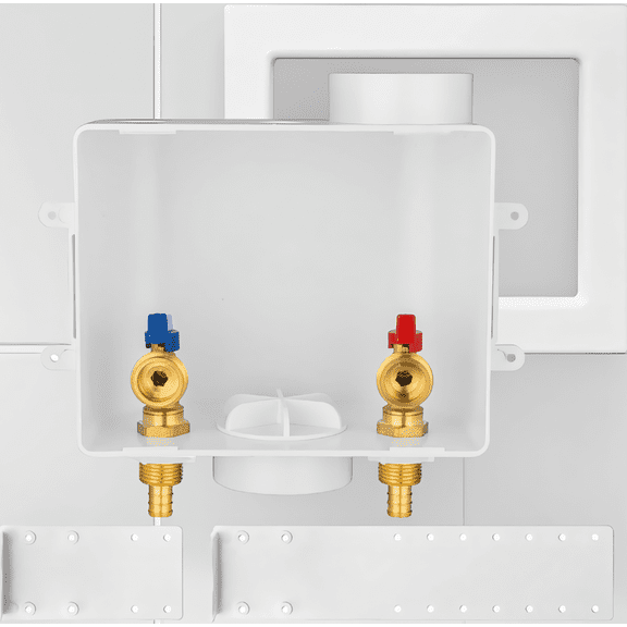 1-Pack Washing Machine Outlet Box, 1/2 in. Crimp PEX Inlet x 3/4 in. MHT Outlet, Recessed Laundry Box with Center Drain