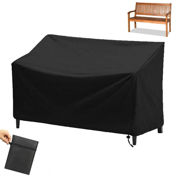 1 Pack Waterproof Garden Bench Cover,Black Heavy Duty Loveseat Cover,2-Seater Patio Sofa Chair Protective Cover,Furniture Dustproof Cover,All Weather Resistant By Scheam 53"x 26" x 35"