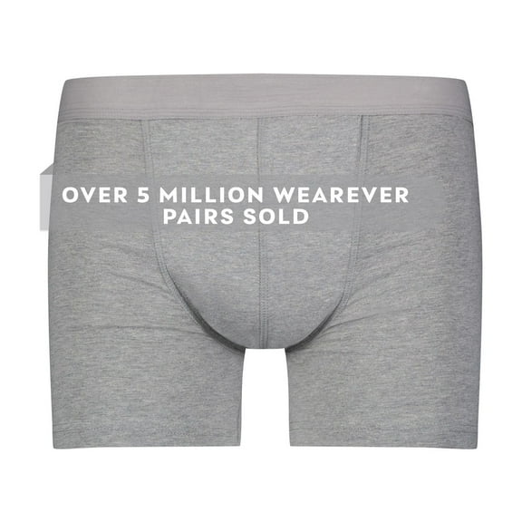 1-Pack Wearever Men's Cotton Regular Absorbency Reusable Incontinence Trunk Boxer Brief Gray Large (Waist 38-40)