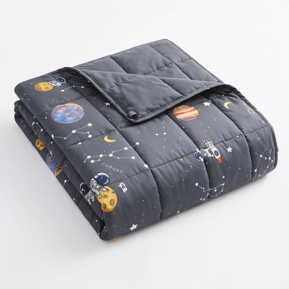 1 Pack Weighted Blanket 36x48 Inch 5lbs, Breathable Throw with Glass Beads for Sleeping, Space Grey