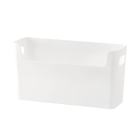 1 Pack White Cabinet Door Organizer with Handles, No Drill Mount Storage Baskets for Kitchen Bathroom Closet, Versatile Hanging Bin for Underwear Socks Utensils, 10x3.3x3.7-Inch