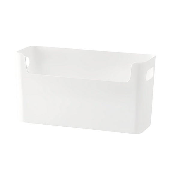 1 Pack White Cabinet Door Organizer with Handles, No Drill Mount Storage Baskets for Kitchen Bathroom Closet, Versatile Hanging Bin for Underwear Socks Utensils, 10x3.3x3.7-Inch