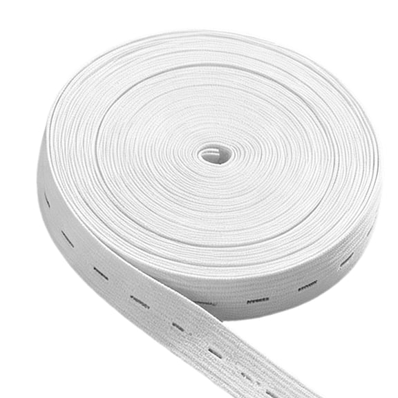 1 Pack White Elastic Sewing Band, 11 Yards 3/4 Inch Flatback White Sewing Bands Spool With Buttonhole Elastic Stretchable, Knit Stretch Cord Belt, Ideal for DIY Waistbands and Necklines,White