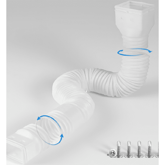 1-Pack White Flexible Downspout Extension, Extendable 21 to 68 Inches, Fits 2x3 3x4 Inch Downspouts, Rain Gutter Drain Extender