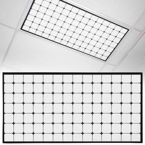 1 Pack White Gingham Fluorescent Light Covers for Ceiling Lights Modern Minimalist Black Line Grid Points Checkered Magnetic Ceiling Light Covers Overhead Light Filters for Office Classroom Home