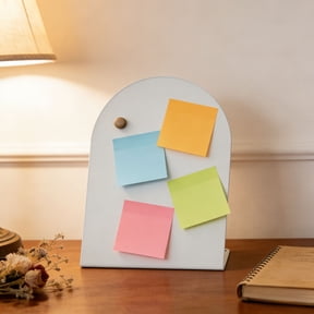 1 Pack White Magnetic Display Board, 11x 8" Metal Desktop Magnet Bulletin Board, Anti-Slip Arch Memo Message Photo Display Board for Organized Space at Home, Office, Dorm, Store Table