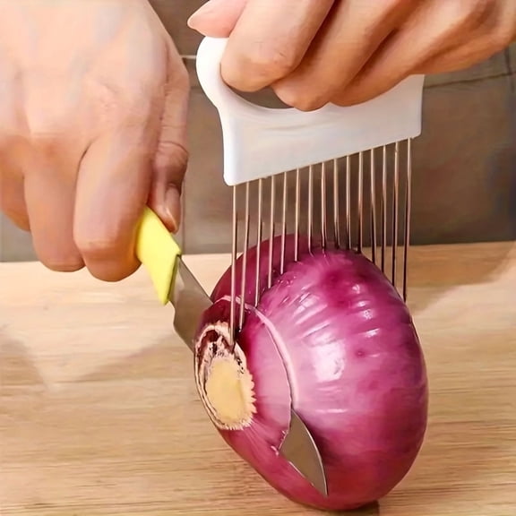 Multi-Purpose Vegetable Chopper Guide, Safe Onion Holder for Slicing, Dicing & Meal Preparation