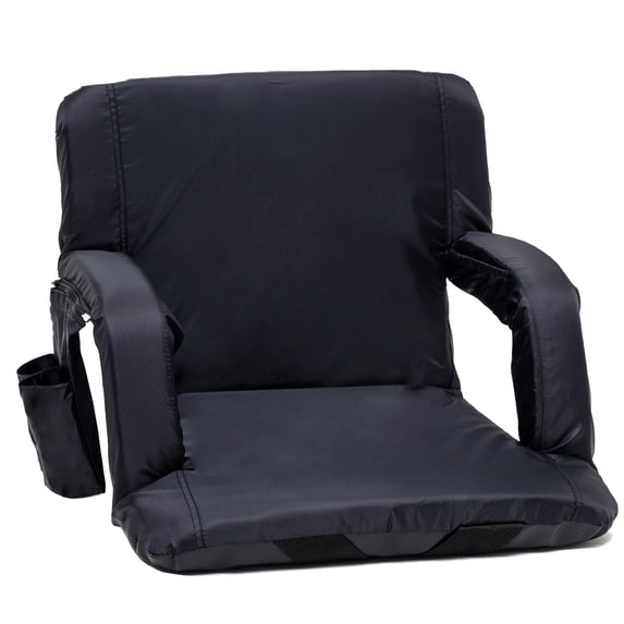 1 Pack Wide Backpack Reclining Stadium Seat with Armrests, 6 Adjustable Angle & Hidden Hooks, Bleacher Chair with Padded Backpack Straps & Multiple Pockets for Outdoor