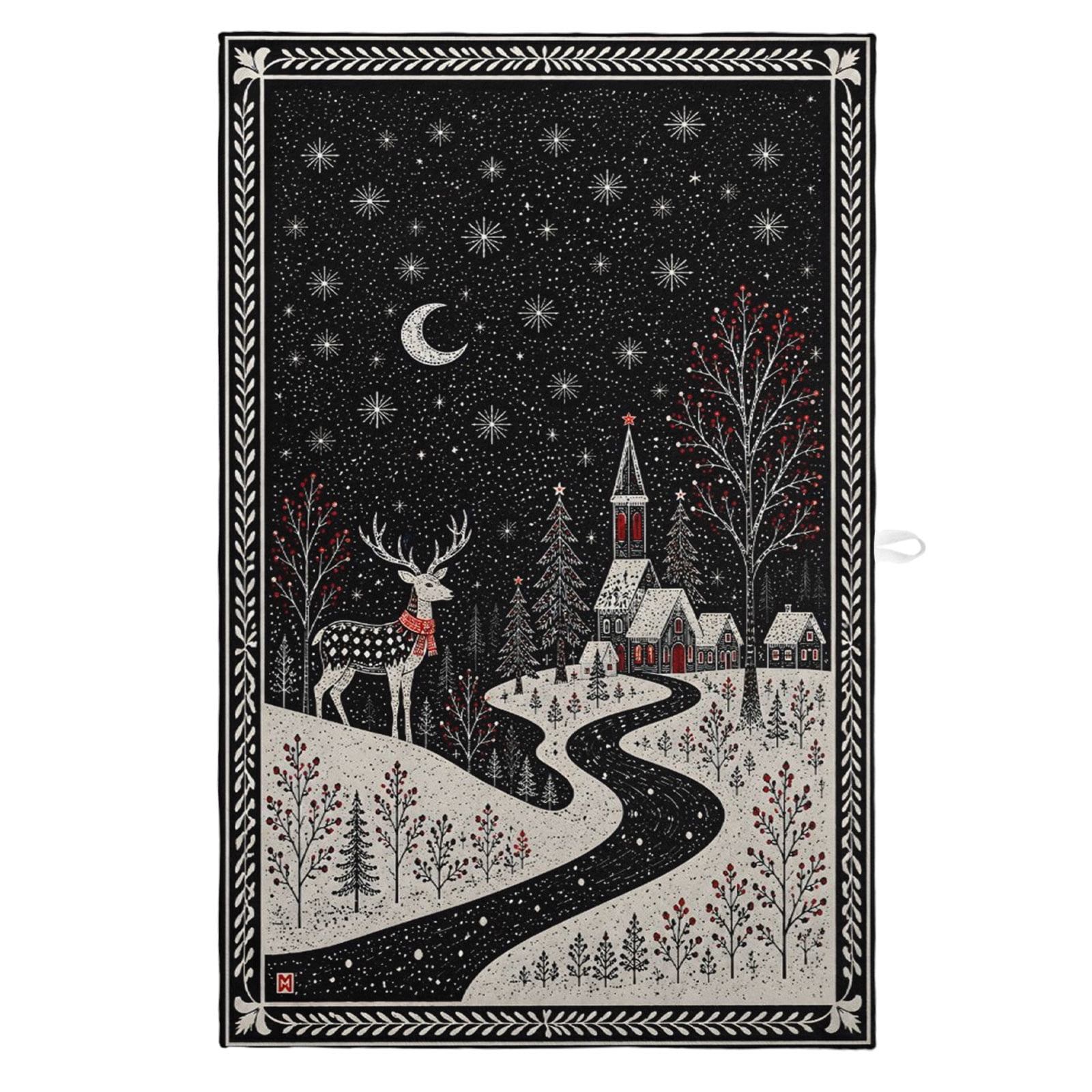 Winter Main Course 1 Pack Winter Night Kitchen Towels Country Forest Farmhouse Deer Pine ...
