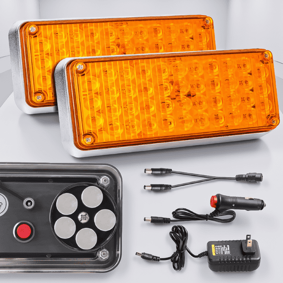 1-Pack Wireless Magnetic Strobe Light, 42 LEDs, 5 Flash Modes, Rechargeable, IP67 Waterproof, for Trucks and 12-24V Vehicles