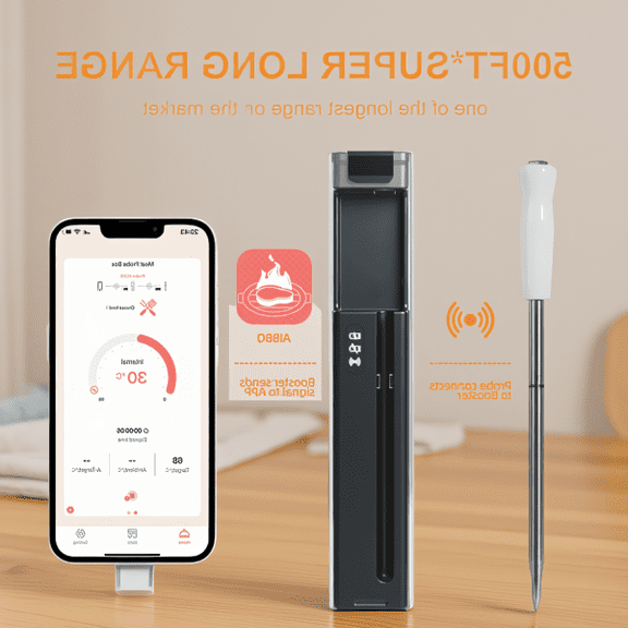 1-Pack Wireless Smart Food Meat Probe with App Control for Grilling BBQ Oven Cooking