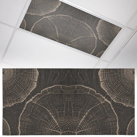 1 Pack Wood Ring Fluorescent Light Covers for Ceiling Lights Rustic Vintage Tree Section Brown Organic Texture Magnetic Ceiling Light Covers Overhead Light Filters for Office Classroom Home