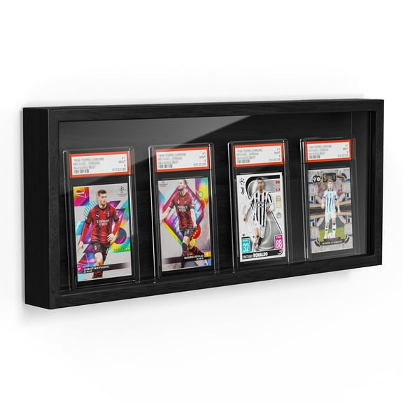 Card Display Case, Trading Card Display Frame Wall Mount, Graded Sports Card Display for Trading Card Collection Black