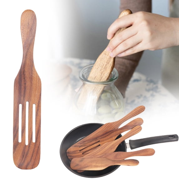 1 Pack Wooden Spurtle Spatula for Sourdough Starter Mixing, Long Handle Jar Scraper for Reaching Bottom, Dough Whisk and Stirring Utensil, Kitchen Tools for Baking, Cooking