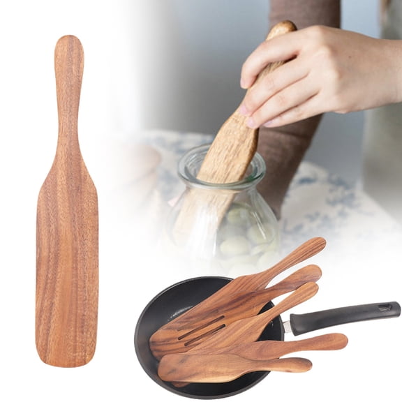 1 Pack Wooden Spurtle Spatula for Sourdough Starter Mixing, Long Handle Jar Scraper for Reaching Bottom, Dough Whisk and Stirring Utensil, Kitchen Tools for Baking, Cooking