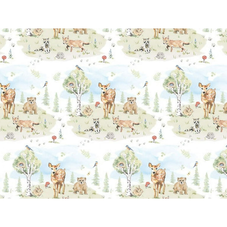 1 Pack, Woodland forest Animals Gift Wrap 24x85' Cutter Roll for Party,  Holiday & Events, Made in USA 