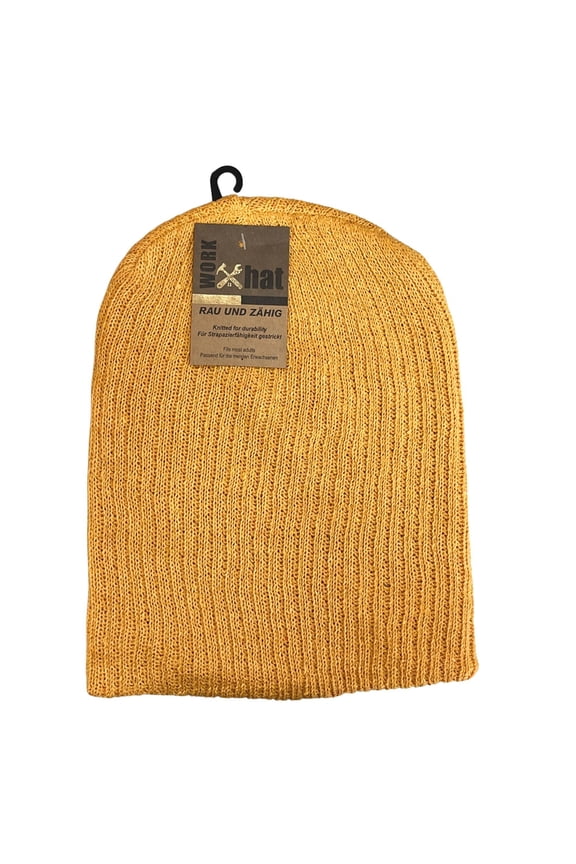 1 Pack Work Rib Knit Beanie Hat for Cold Weather Outdoor Jobs Construction Hiking and Everyday Winter Wear, Yellow