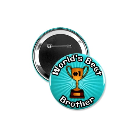 1 Pack - Worlds Best Brother #1 Trophy Pinback Button - 3 Inch