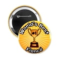 thumbnail image 1 of 1 Pack - Worlds Best Fiance #1 Trophy Pinback Button - 3 Inch, 1 of 1
