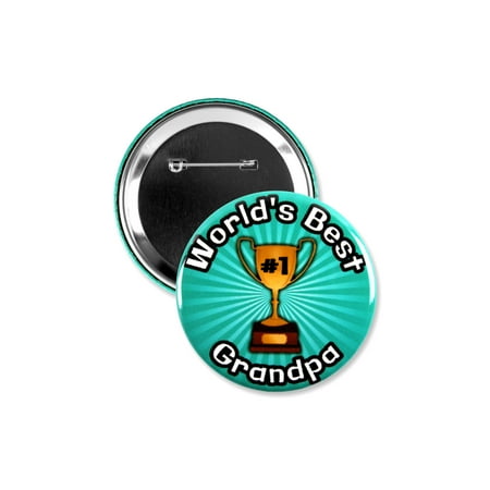 1 Pack - Worlds Best Grandpa #1 Trophy Pinback Button - 3 Inch