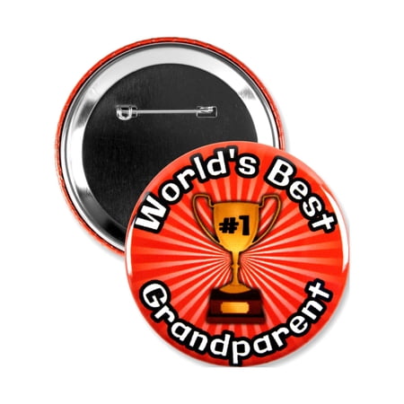 1 Pack - Worlds Best Grandparent #1 Trophy Pinback Button - 3 Inch