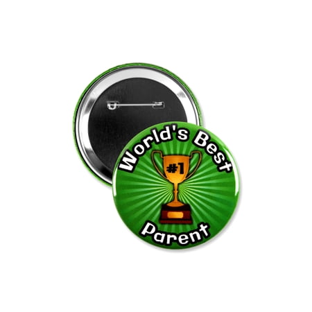 1 Pack - Worlds Best Parent #1 Trophy Pinback Button - 3 Inch