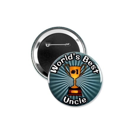 1 Pack - Worlds Best Uncle #1 Trophy Pinback Button - 3 Inch