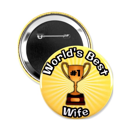 1 Pack - Worlds Best Wife #1 Trophy Pinback Button - 3 Inch