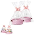 thumbnail image 1 of 1 Pack Woven Basket with Gift Bags and Ribbons, Gift Basket Empty for Organizer Baby Shower, Holiday Presents, Wedding, Storage Basket for Nursery (Pink), 1 of 9