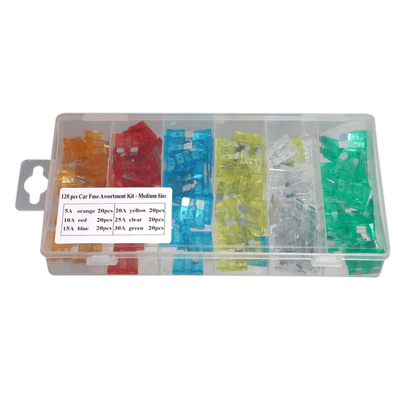 1 Pack XFITTING 120 pcs-medium Car Fuses Assortment Kit, Replacement Fuses for Car/RV/Truck/Motorcycle/Boat