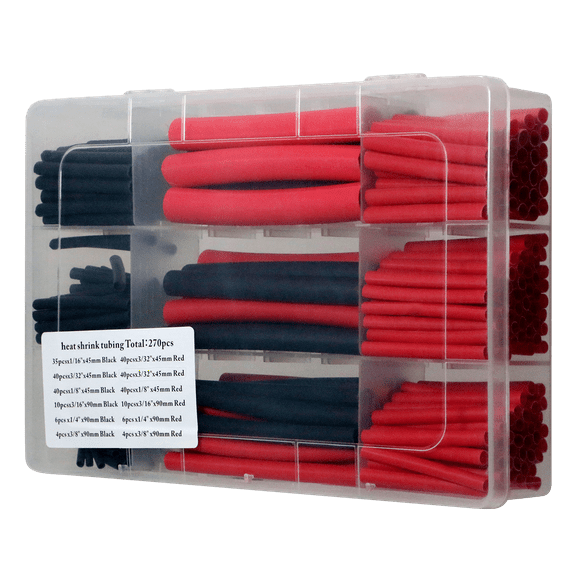 1 Pack XFITTING 270 PCS Heat Shrink Tubing Kit - 3:1 Ratio Adhesive Lined, Marine Grade Shrink Wrap - Automotive Industrial Heat-Shrink Tubing - Black, Red