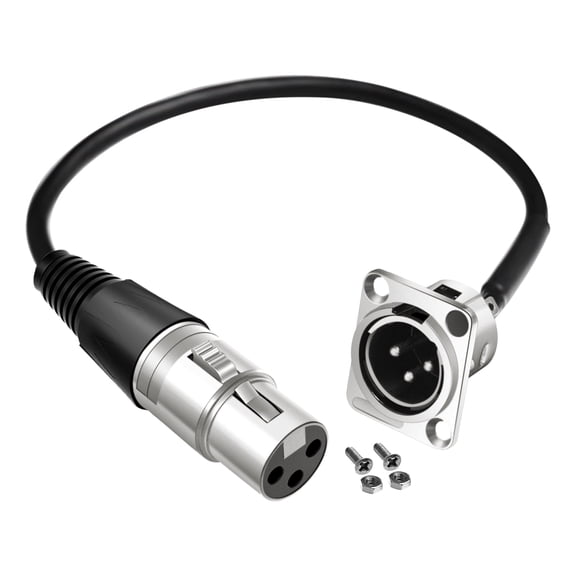 1-Pack XLR Pass Through Cable, No Solder, for Stage Box, Patch Panel, Floor Box - No Solder for Pro Audio Installations (Female to Male )