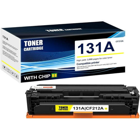 1-Pack Yellow 131A CF212A Toner Cartridge: Compatible 131A CF212A Replacement for HP MFP M276n(CF144A) MFP M276nw(CF145A) M251n(CF146A) M251nw(CF147A) Printer