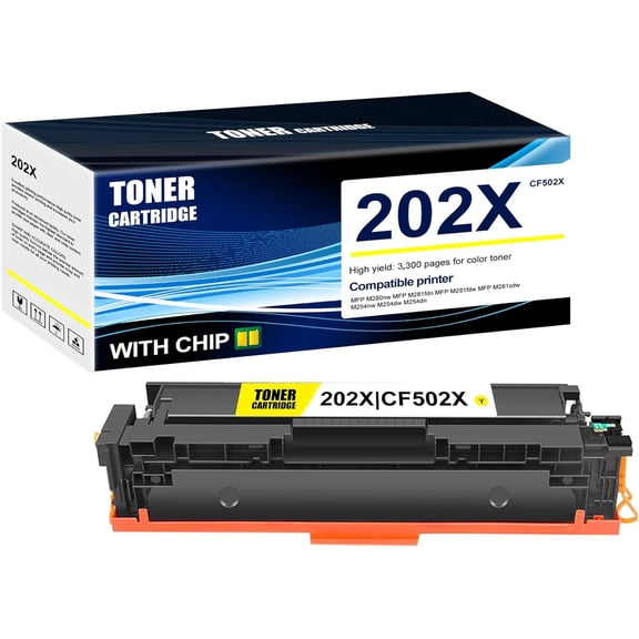 1-Pack Yellow 202X CF502X Toner Cartridge: Compatible 202X CF502X Replacement for HP MFP M280nw MFP M281fdn MFP M281fdw MFP M281cdw M254nw M254dw M254dn Printer