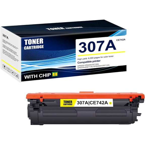 1-Pack Yellow 307A CE742A Toner Cartridge: Compatible 307A CE742A Replacement for HP CP5220 CP5225(CE710A) CP5225n(CE711A) CP5225dn(CE712A) Printer