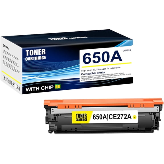 1-Pack Yellow 650A CE272A Toner Cartridge: Compatible 650A CE272A Replacement for HP CP5525 CP5525dn CP5525n CP5525xh M750dn M750n M750xh CP5525n CP5525dn CP5525xh M750n M750dn M750xh Printer