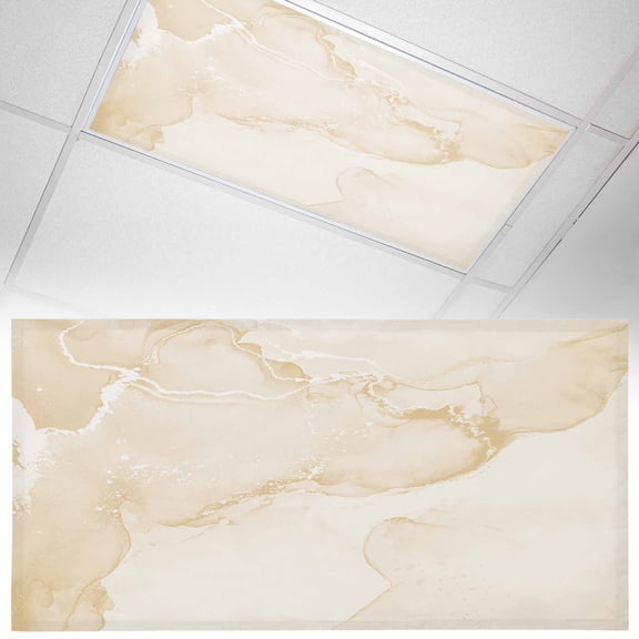 1 Pack Yellow Abstract Fluorescent Light Covers for Ceiling Lights Silver Marble Ripples Clouds Luxury Fluid Art Magnetic Ceiling Light Covers Overhead Light Filters for Office Classroom Home