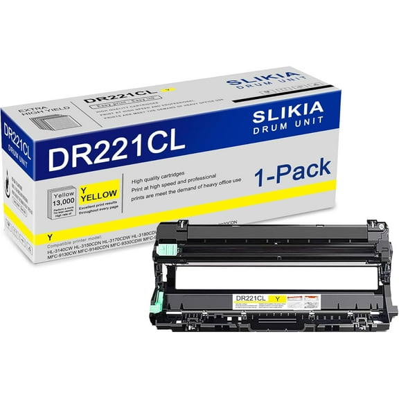 1-Pack Yellow DR221CL Drum Unit: Compatible DR221CL DR-221CL Replacement for Brother HL-3140CW 3150CDN 3170CDW 3180CDW MFC-9130CW 9140CDN 9330CDW 9340CDW DCP-9015CDW 9020CDN Printer