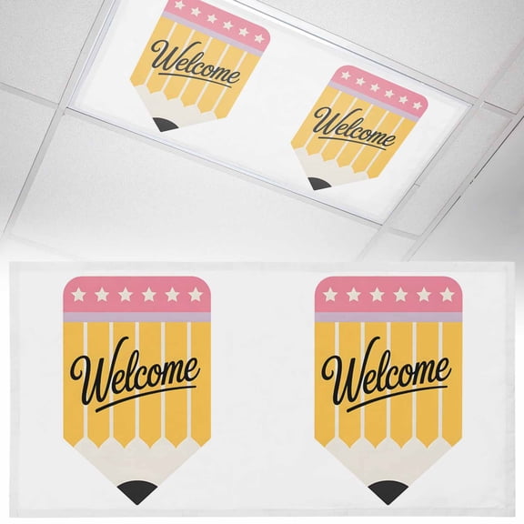 1 Pack Yellow Pencil Fluorescent Light Covers for Ceiling Lights Welcome Back to School Academic Simple Magnetic Ceiling Light Covers Overhead Light Filters for Office Classroom Home