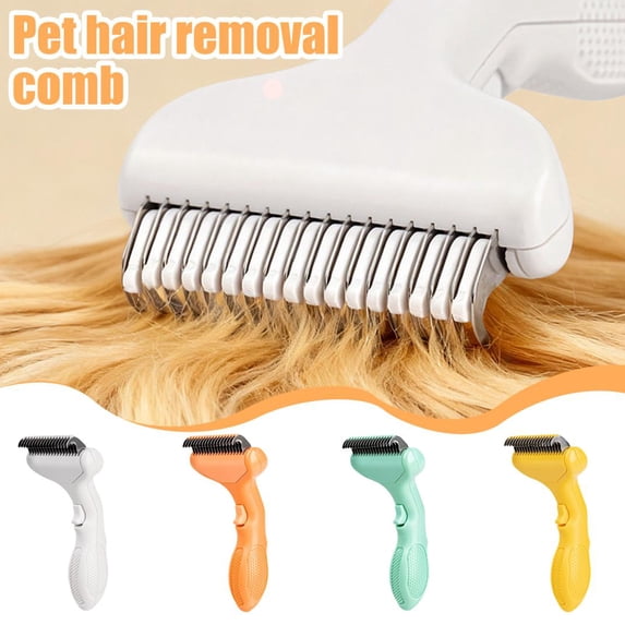 1-Pack Yellow Pet Dematting & Deshedding Comb, Sharp Stainless Steel Blades, Gentle Grooming Tool For Removing Tangles, Mats And Loose Fur, Suitable For Long And Short Haired Pets