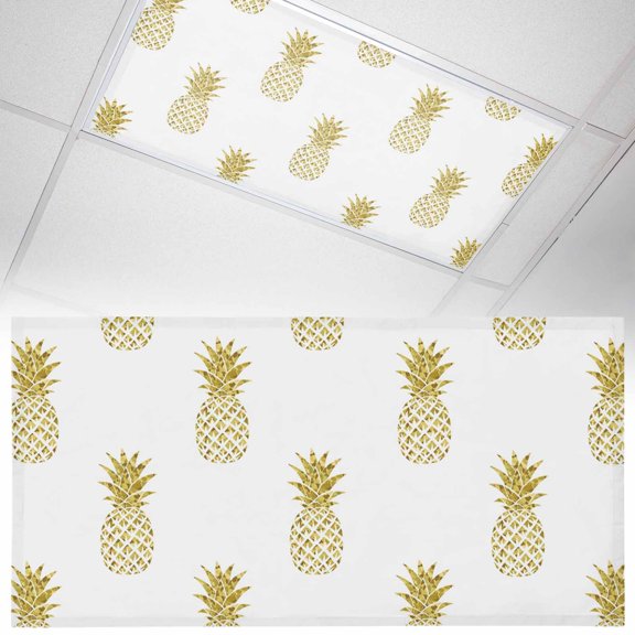 1 Pack Yellow Pineapple Fluorescent Light Covers for Ceiling Lights Abstract Fruit White Background Modern Magnetic Ceiling Light Covers Overhead Light Filters for Office Classroom Home