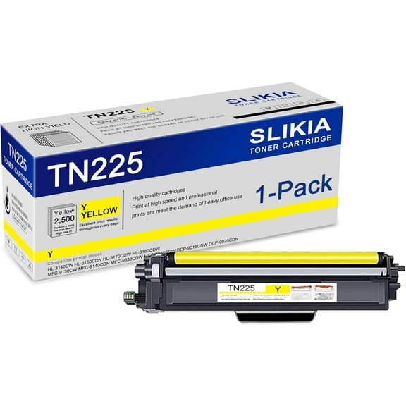 1-Pack Yellow TN225 Toner Cartridge: Compatible TN225 TN-225 Replacement for Brother HL-3140CW 3150CDN 3170CDW 3180CDW MFC-9130CW 9140CDN 9330CDW 9340CDW DCP-9015CDW 9020CDN Printer