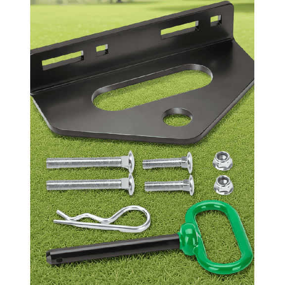 1-Pack Zero Turn Mower Trailer Hitch, 1/4" Thick Steel, Universal Tow Hitch Kit with Pin, Chain Slot, Carriage Bolt & R Clip, Black